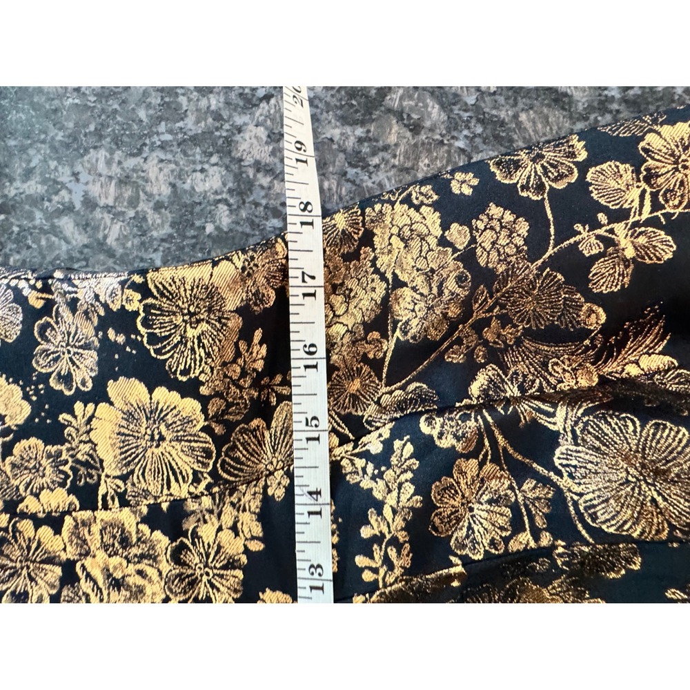 $3400 Adam Lippes Ginza Dress Lacquer Jacquard Black Gold Floral Metallic Sz 12 - Picture 9 of 11